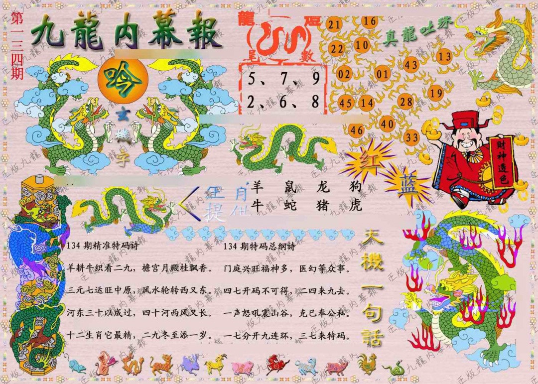 六合彩134期正版九龙内幕报