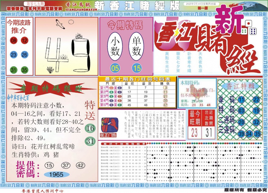 六合彩075期新香江赌经A