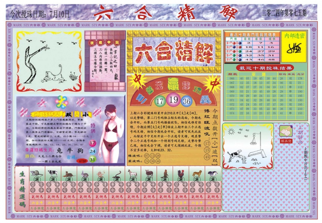 六合彩075期六合精解A