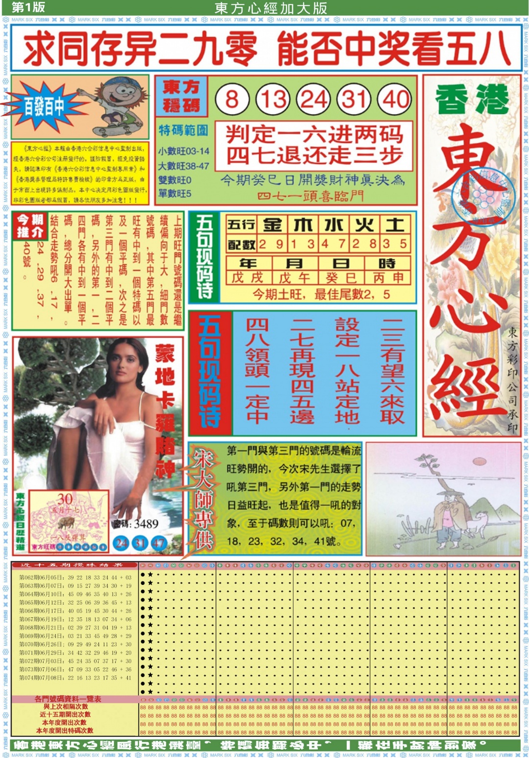 六合彩075期东方心经A加大版