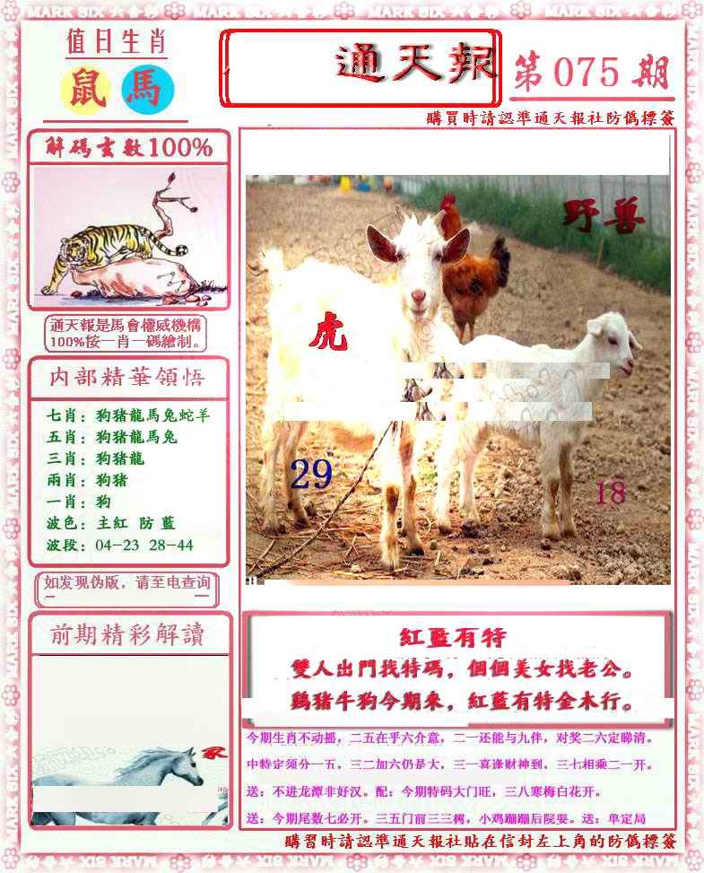 六合彩075期马经通天报(另版)