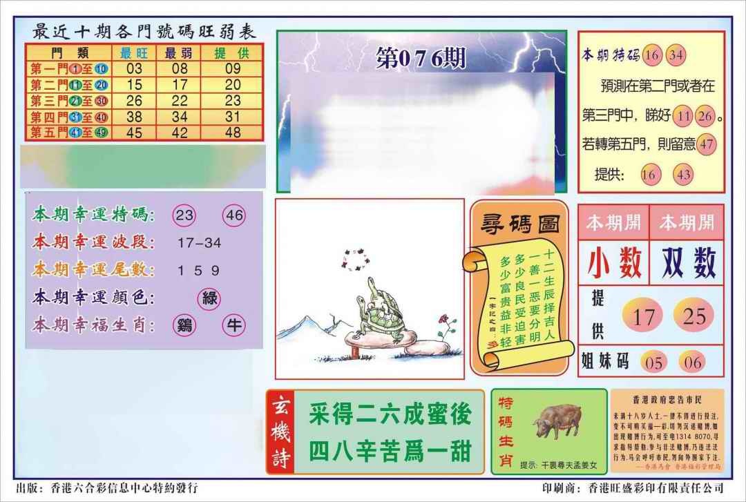 六合彩076期香港逢赌必羸(新图)