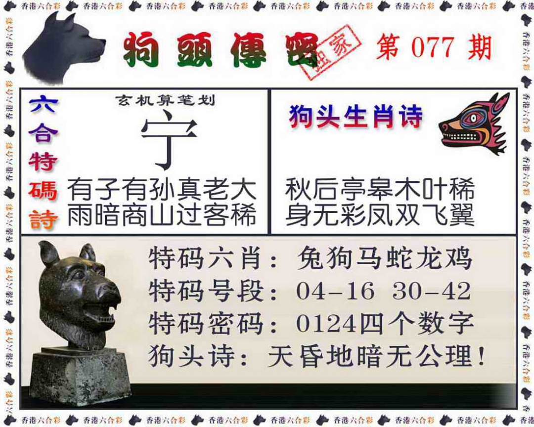 六合彩077期狗头传密