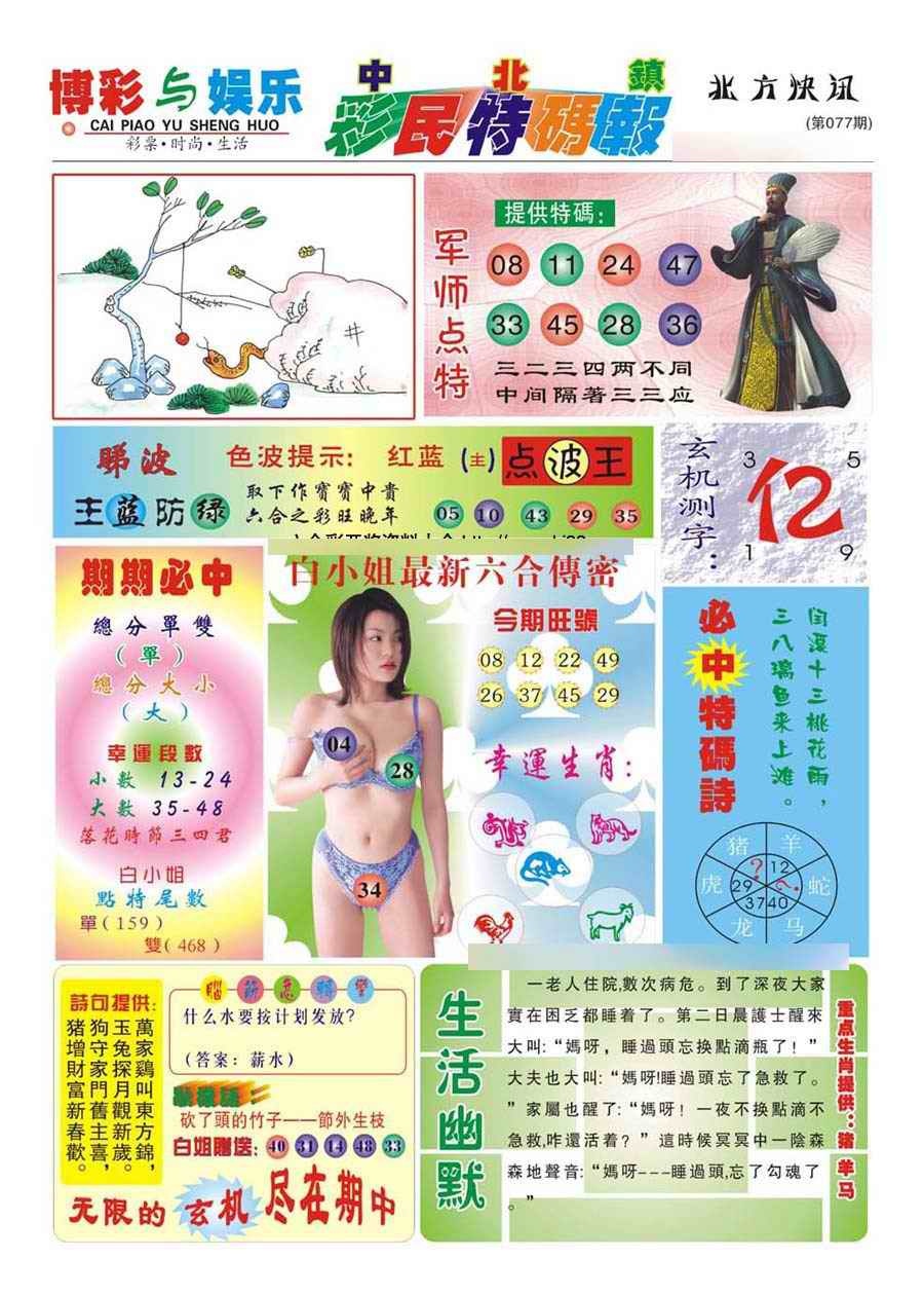 六合彩077期中北彩民特码报(新)