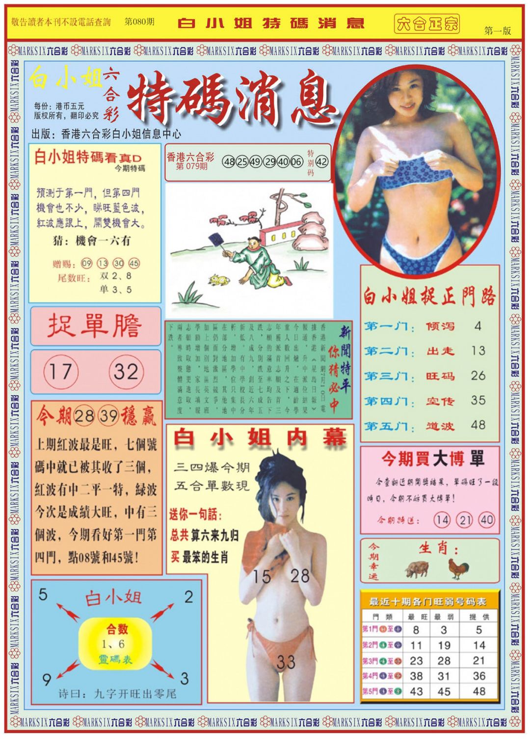 六合彩080期白小姐特码消息A