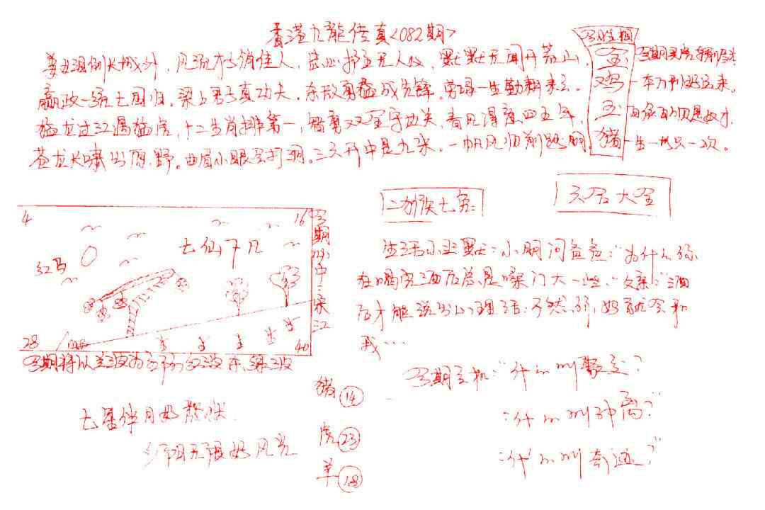 六合彩082期九龙传真(手写)