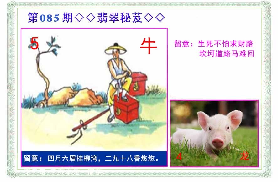 六合彩085期翡翠报