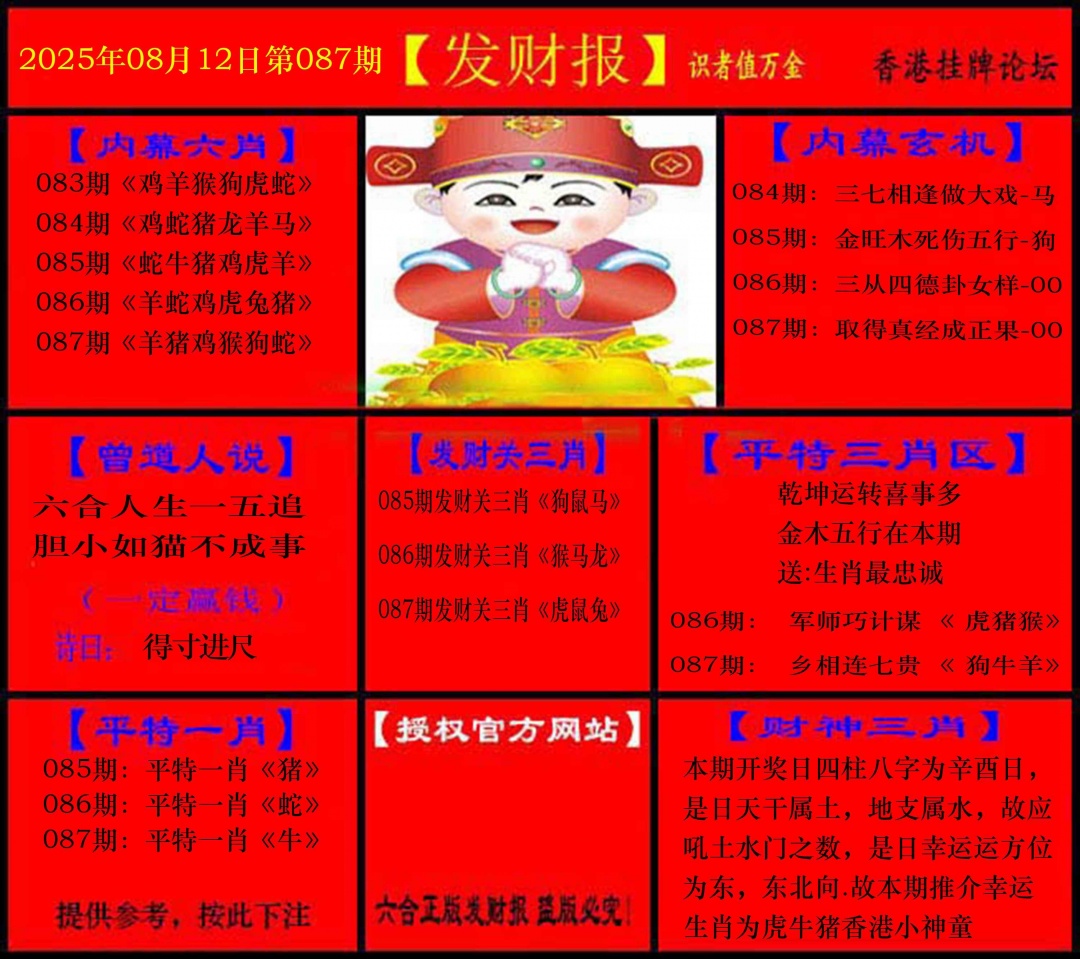 六合彩087期发财报