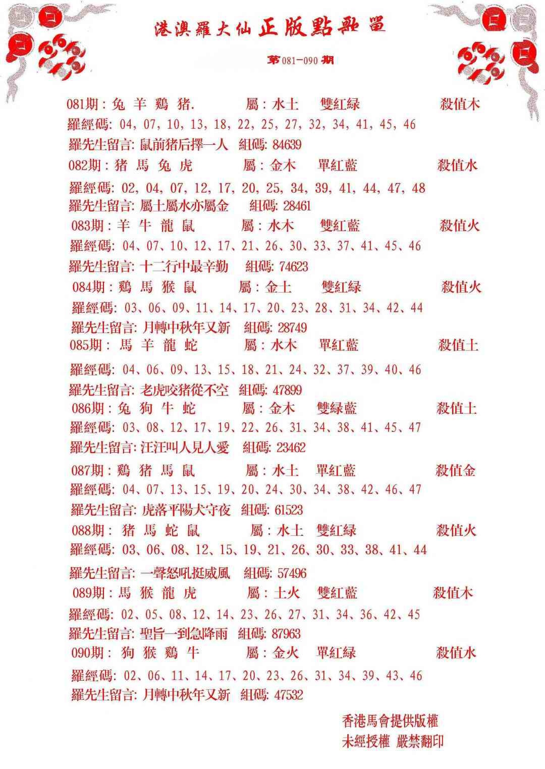 六合彩088期点歌单