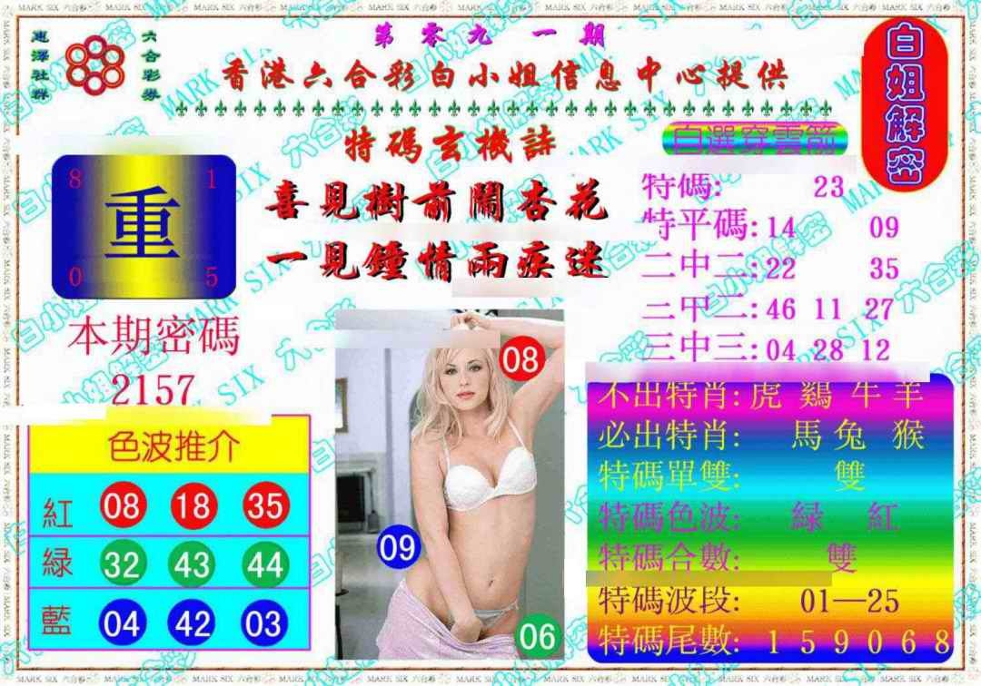 六合彩091期白姐解密《另版》