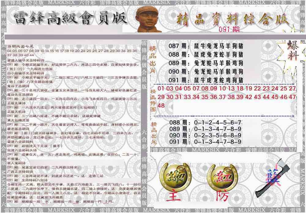 六合彩091期雷锋资料综合版