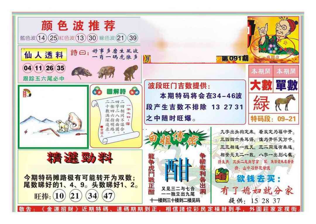六合彩091期金运招财(新图)