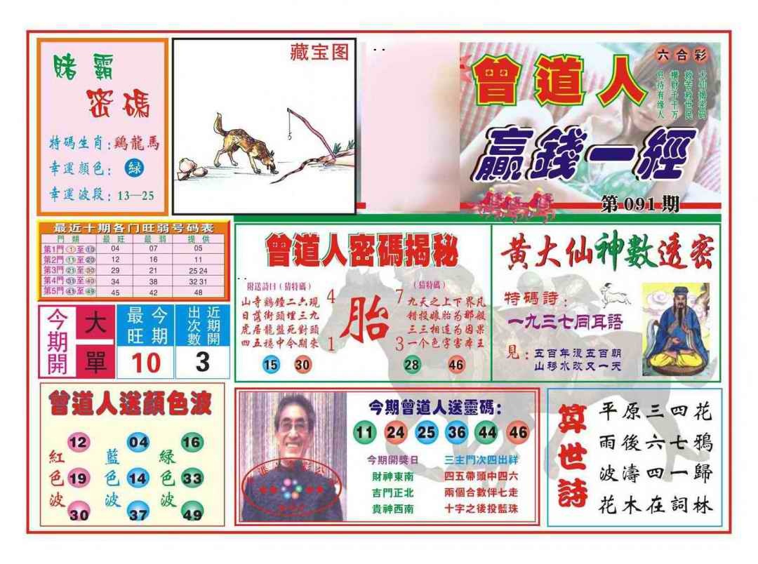 六合彩091期赢钱一经(新图)