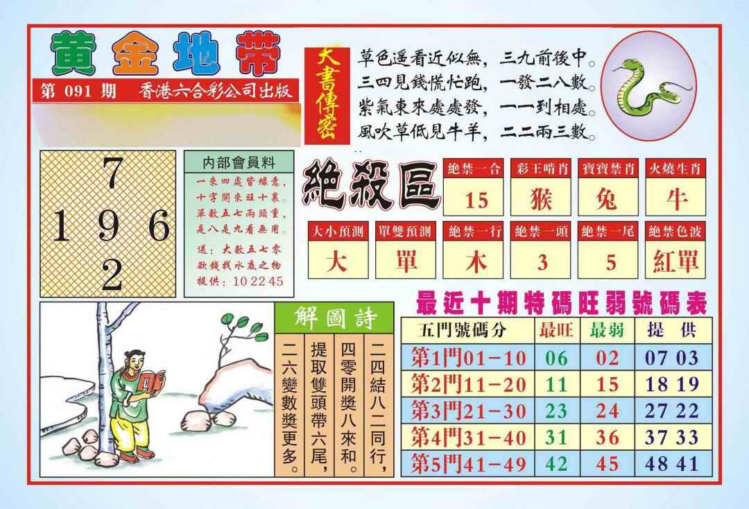 六合彩091期香港黄金地带(新图)