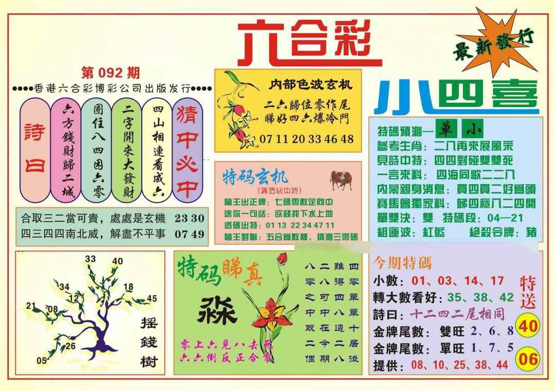 六合彩091期香港小四喜(新图)
