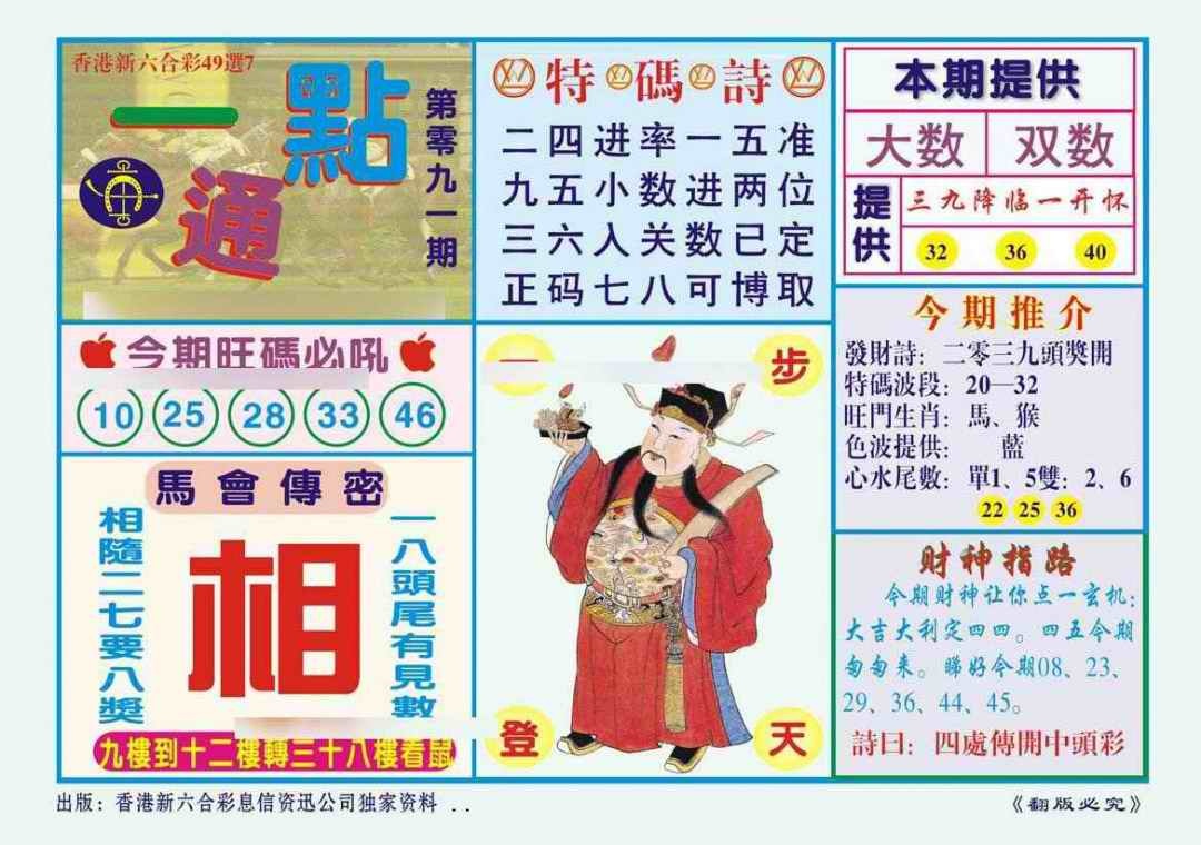 六合彩091期一点通（新图）