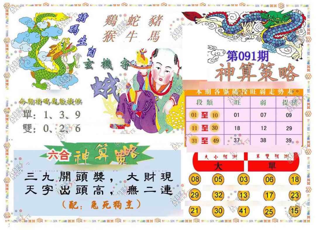 六合彩091期神算策略