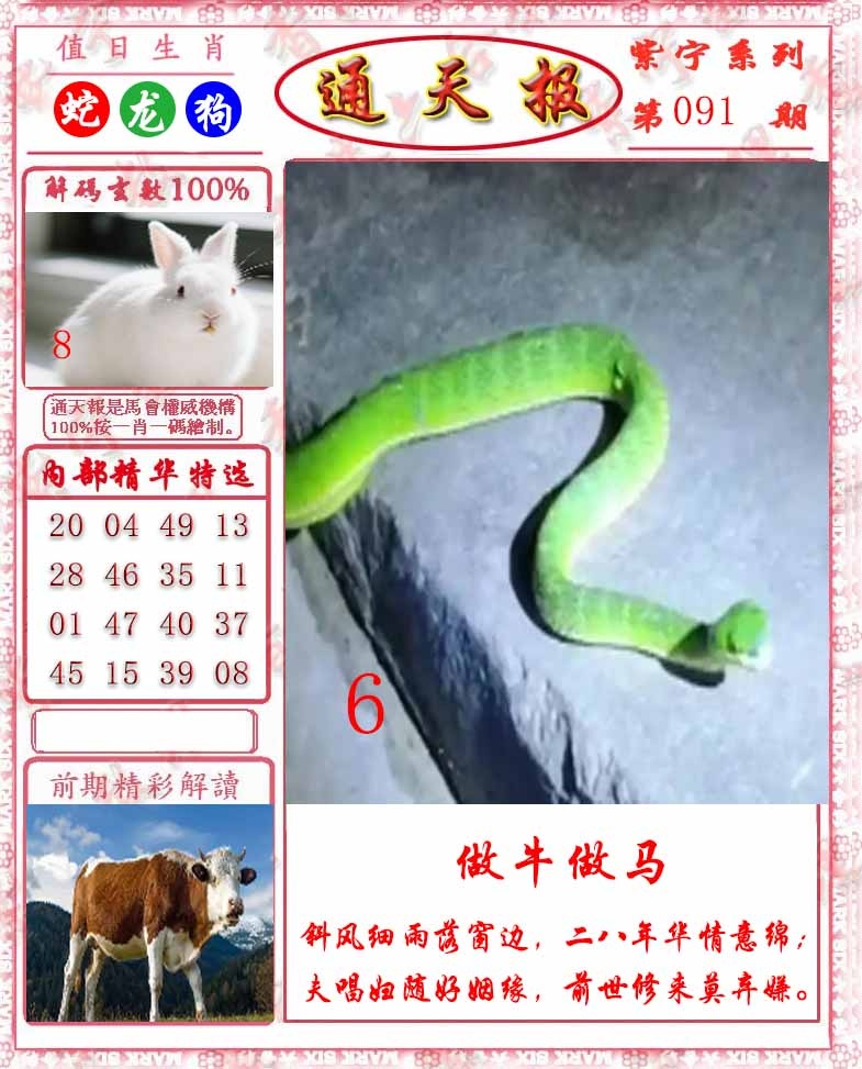 六合彩091期救通报