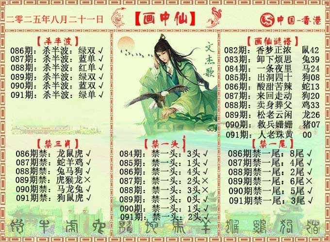 六合彩091期画中仙报
