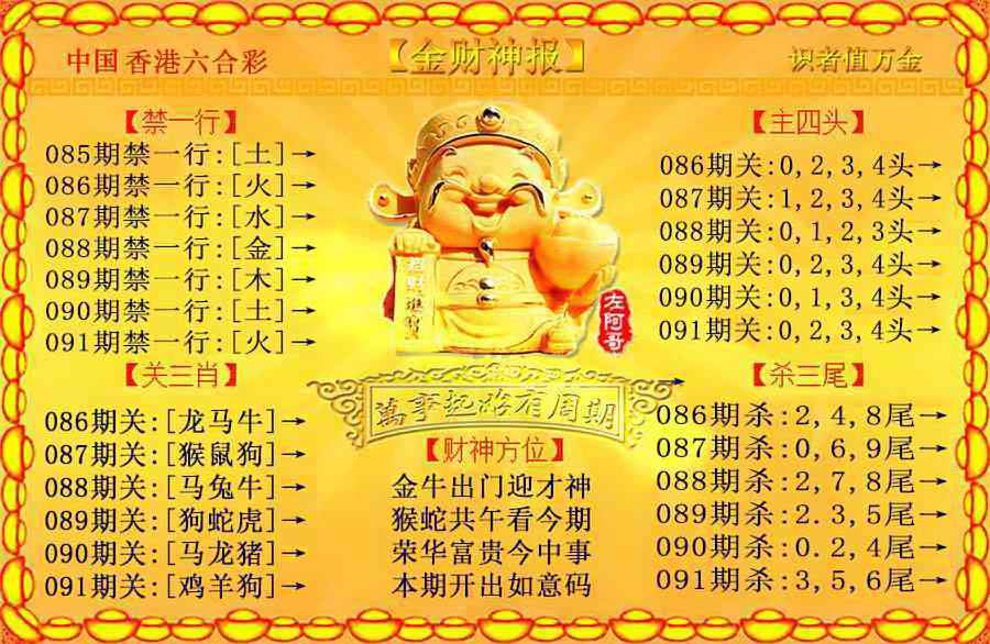 六合彩091期金财神