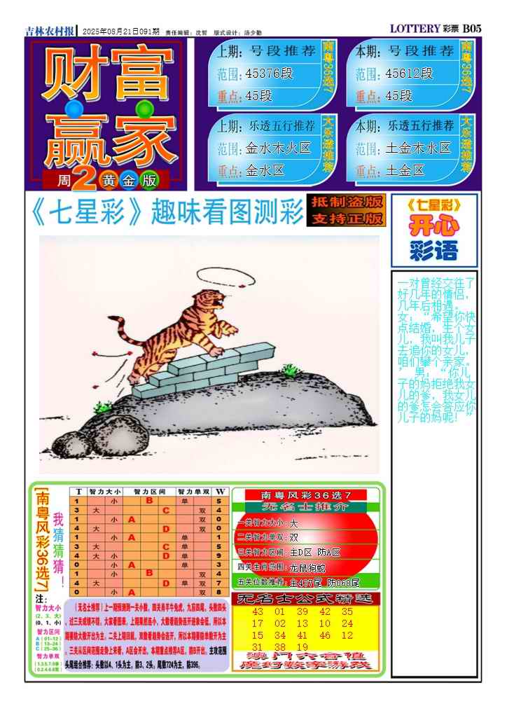 六合彩091期七星彩图(高清)A