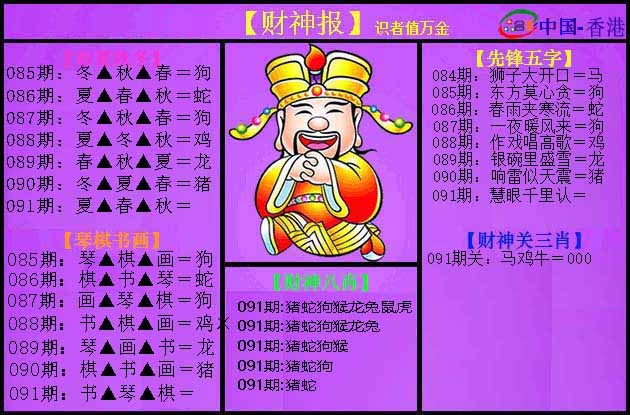 六合彩091期紫财神