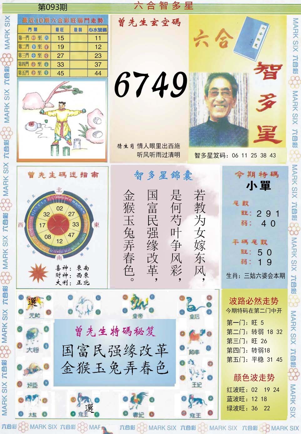 六合彩093期六合智多星