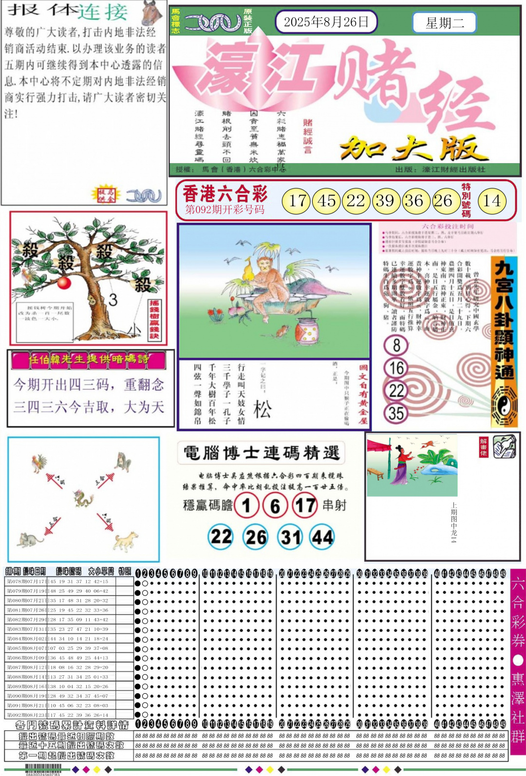 六合彩093期濠江赌经A加大版