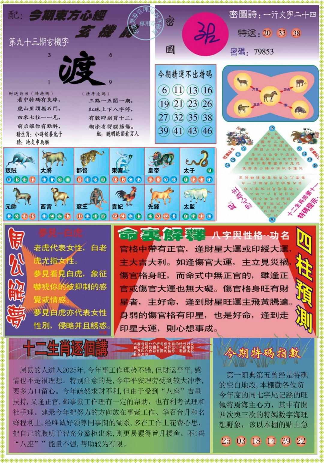 六合彩093期东方心经B