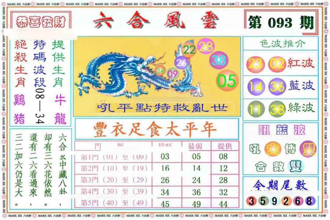 六合彩093期六合风云《另版》