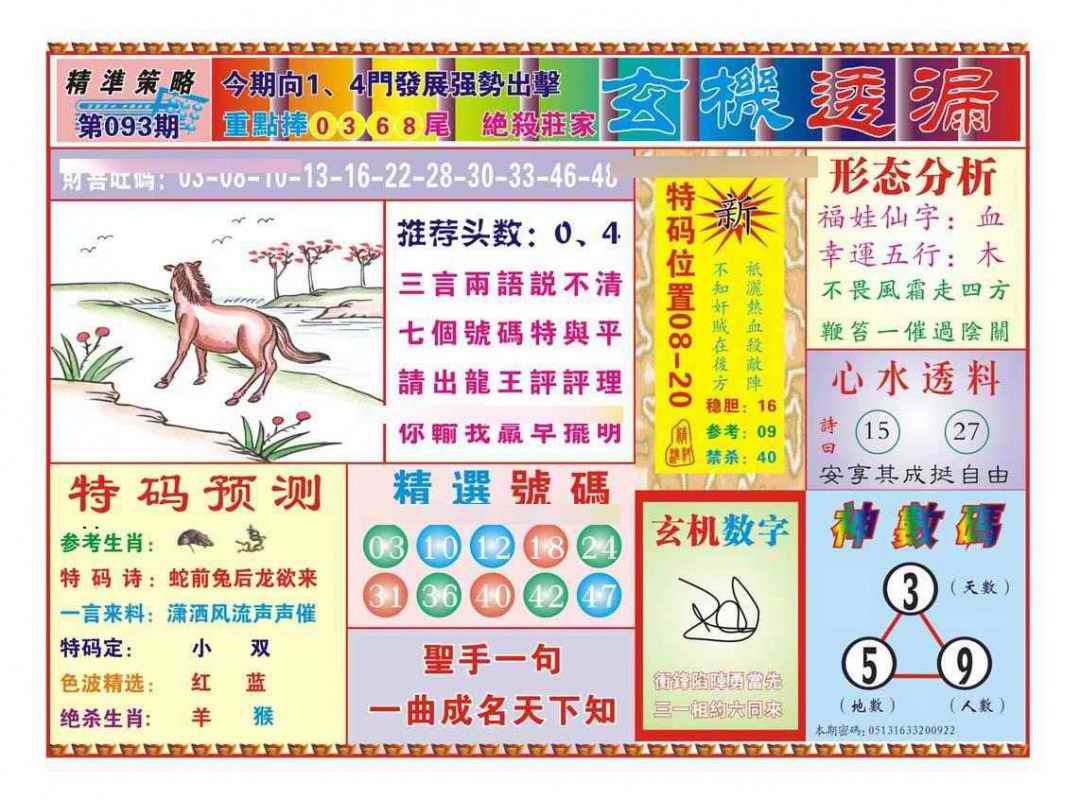 六合彩093期玄机透漏（新图）