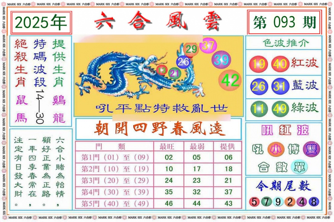六合彩093期六合风云