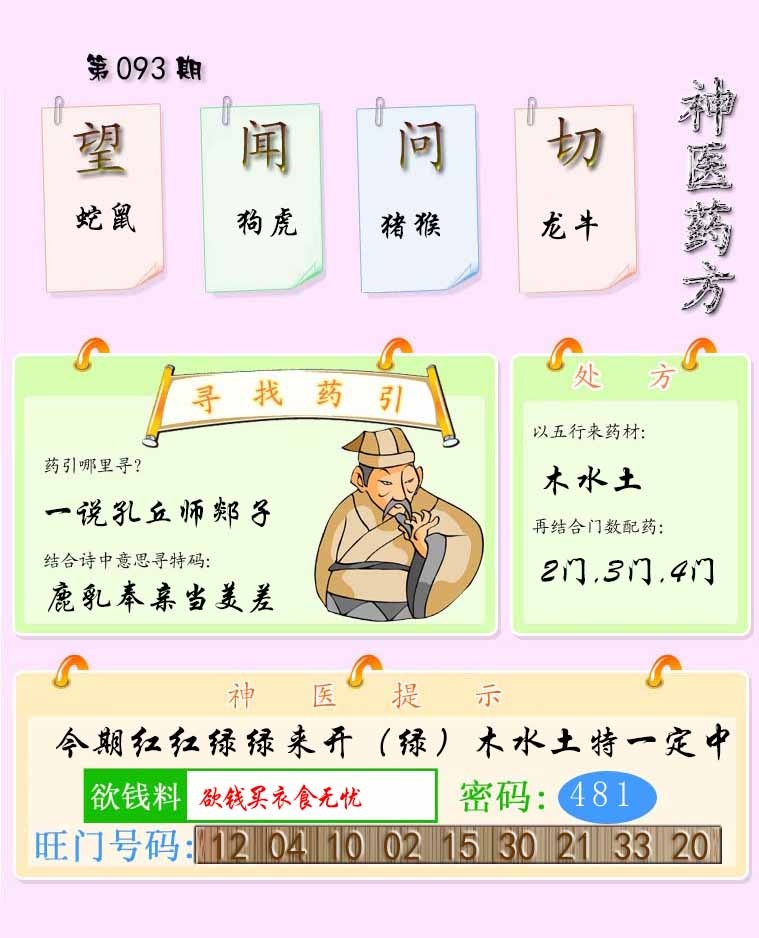 六合彩093期神医药方