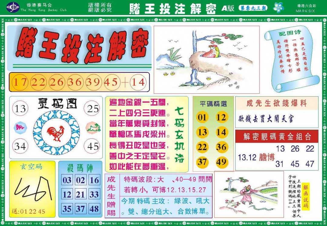 六合彩093期赌王投注解密记录