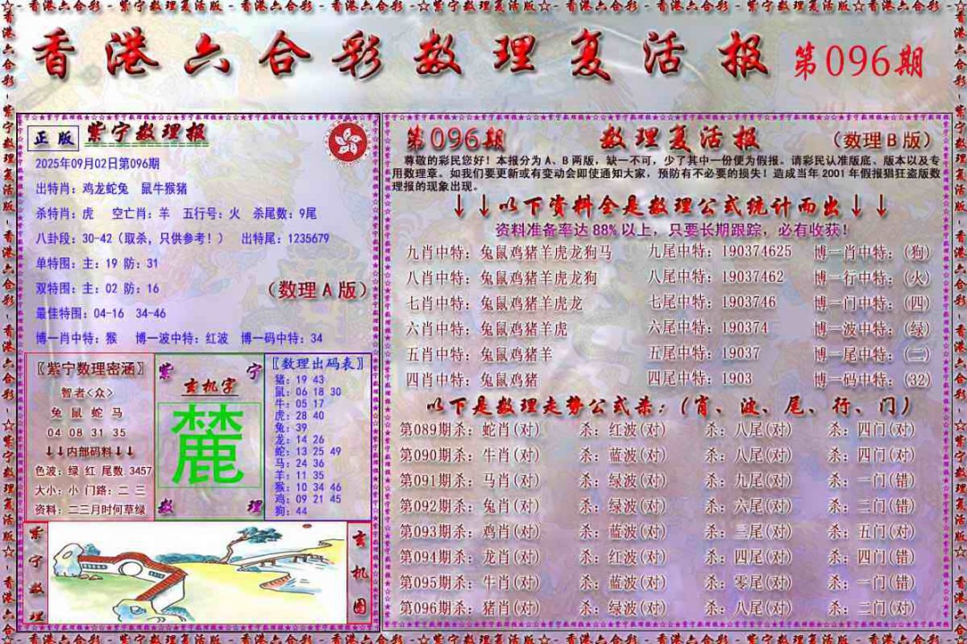 六合彩096期数理复活报