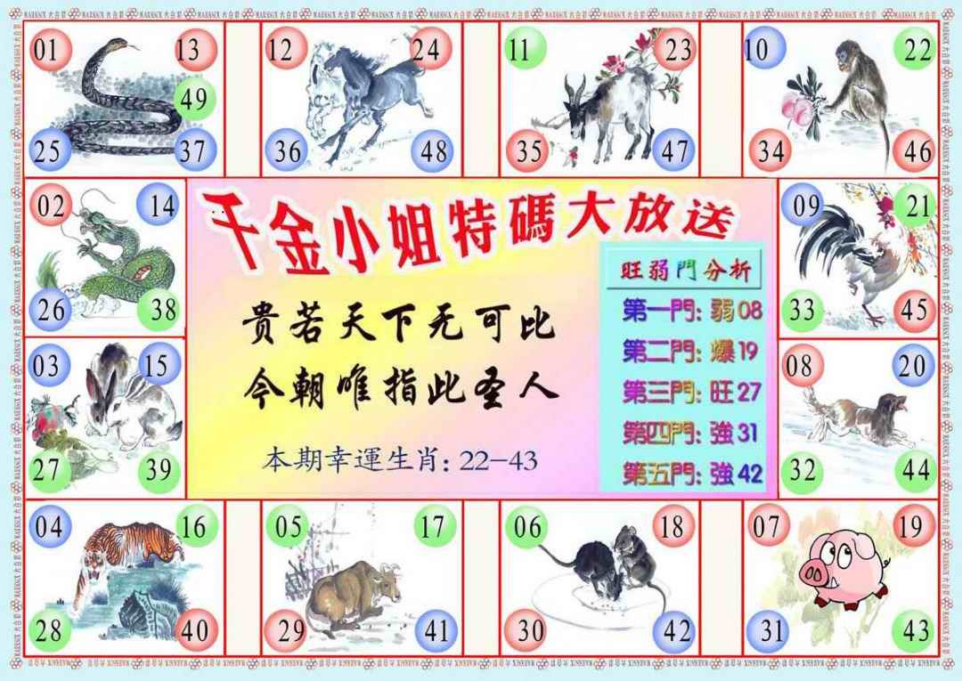 六合彩097期千金小姐B版