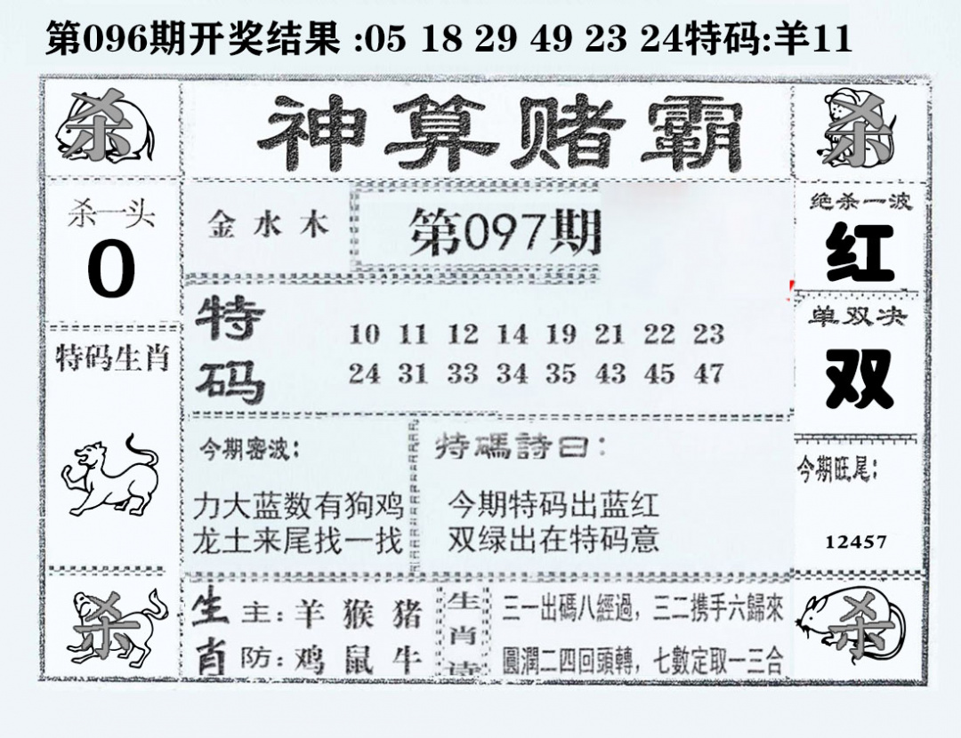六合彩097期神算赌霸