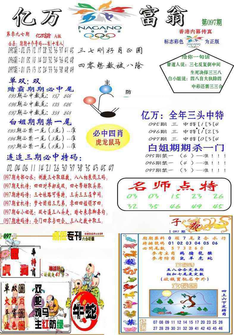 六合彩097期亿万富翁A