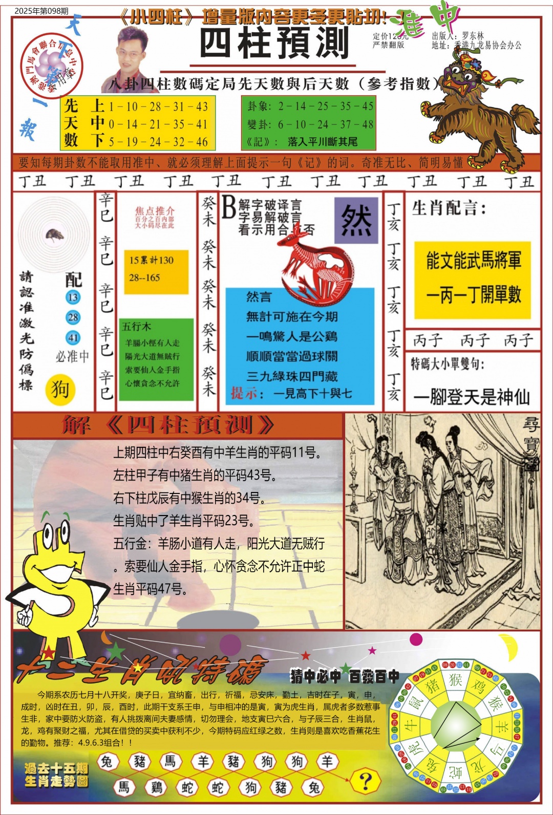 六合彩098期中四柱预测A