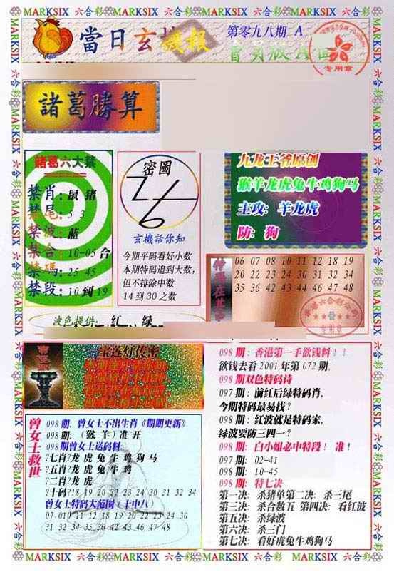 六合彩098期当日玄机-1