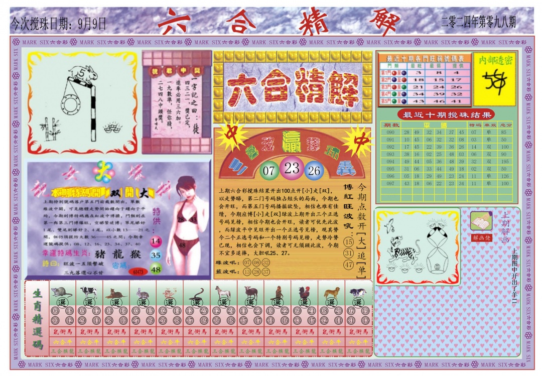 六合彩098期六合精解A