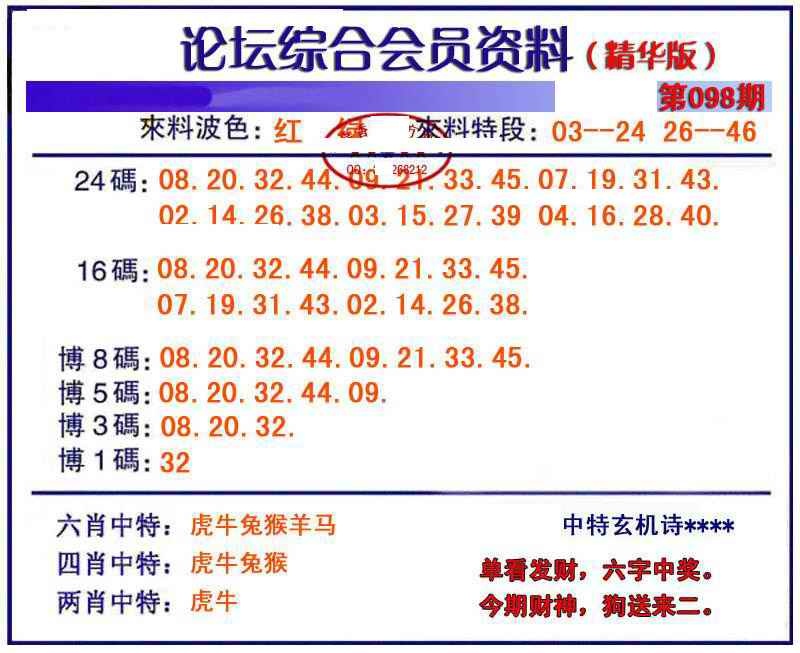 六合彩098期综合会员资料