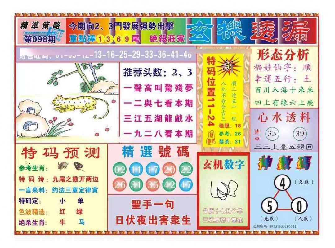 六合彩098期玄机透漏（新图）