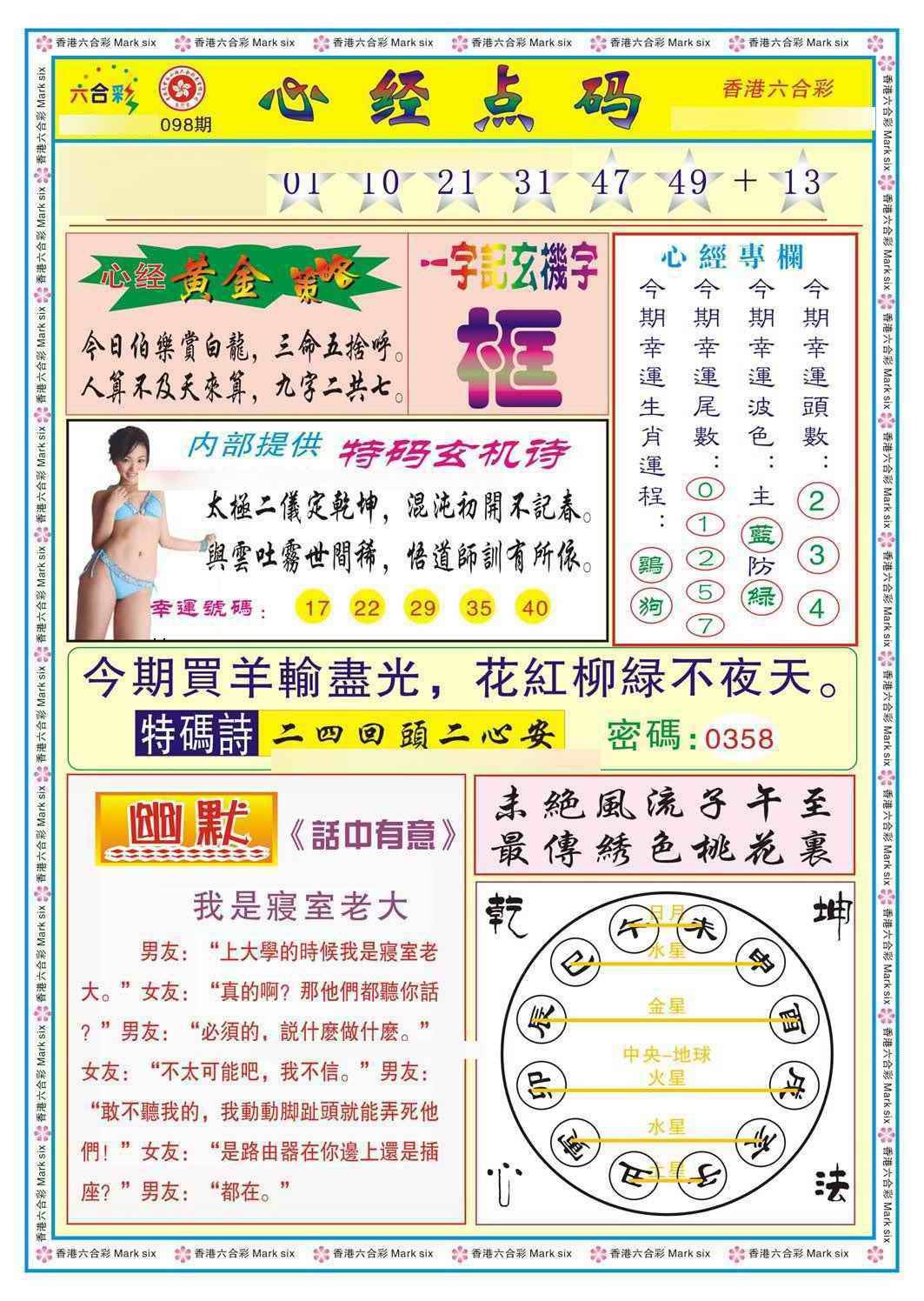 六合彩098期心经点码b（新图）