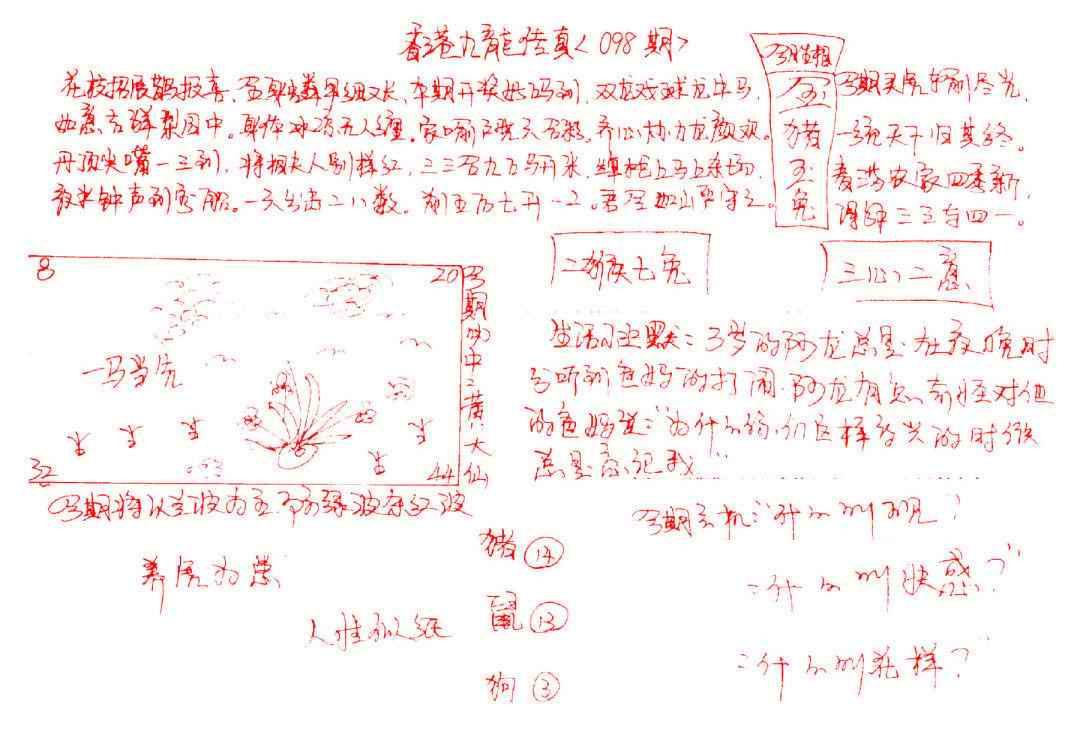 六合彩098期九龙传真(手写)