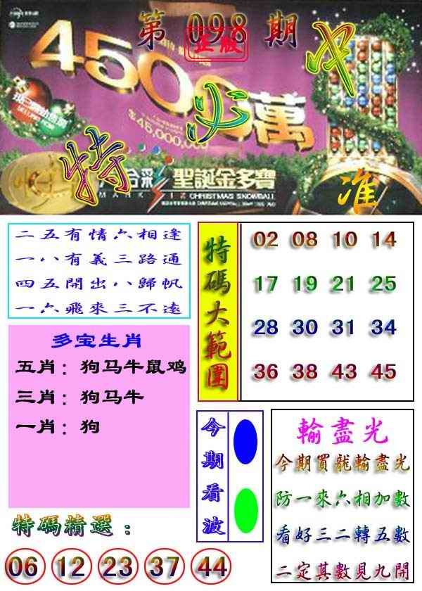 六合彩098期特