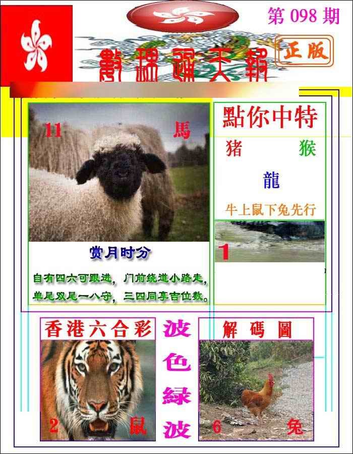 六合彩098期数理通天
