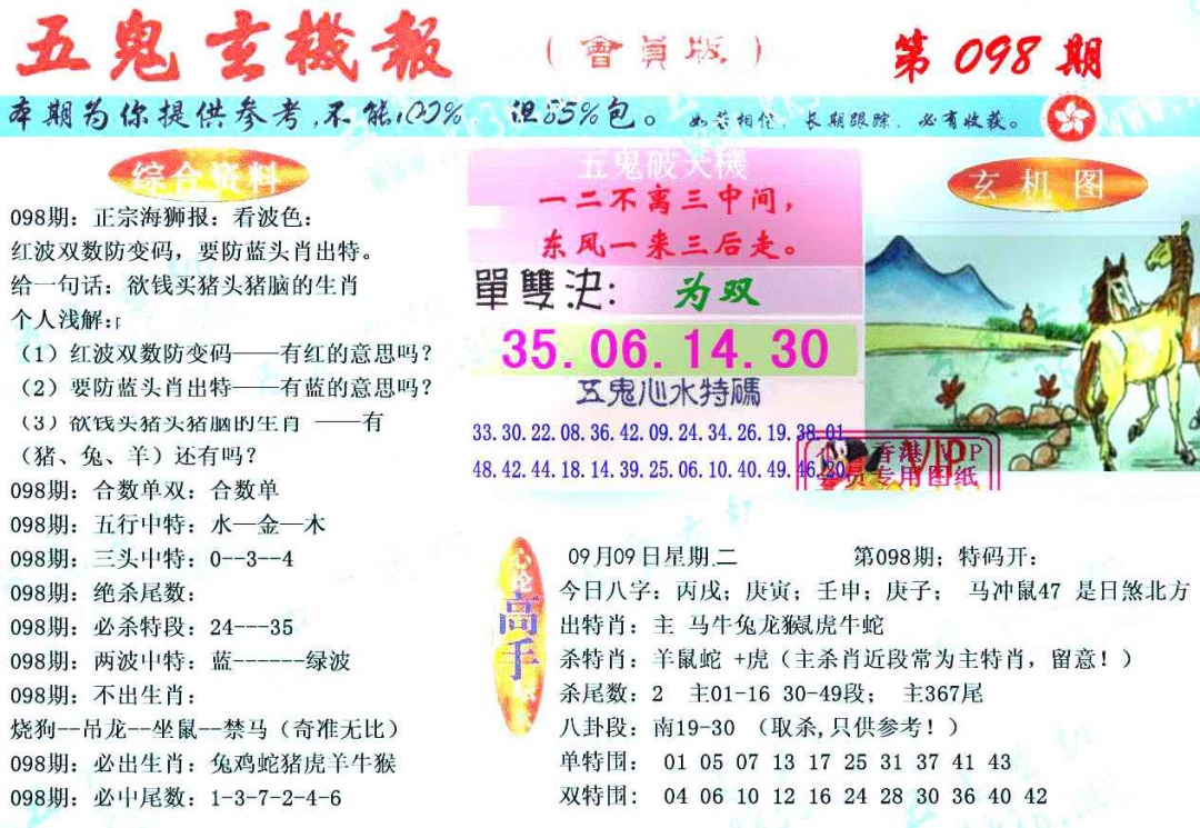 六合彩098期新五鬼玄机
