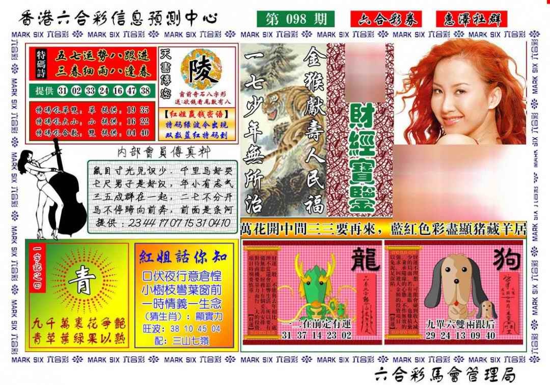 六合彩098期红姐财经宝鉴