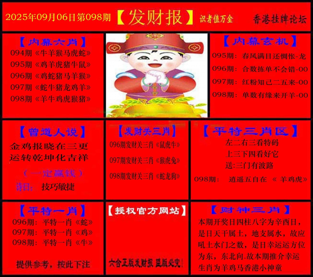六合彩098期发财报